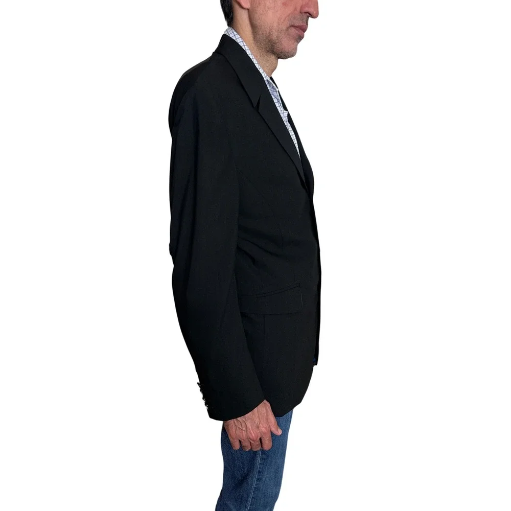 Thierry Mugler Vintage Mens Black Wool Blazer Star Button Made in Italy Size 52